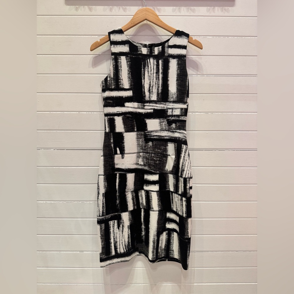 Calvin Klein Black and White Sleeveless Dress